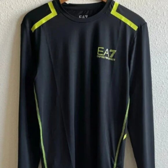 NWT Emporio Armani 7 Men's Vigor 7 Black Long Sleeve Compression Shirt Size M - Picture 1 of 14